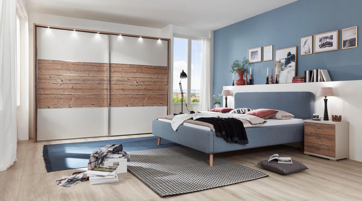 Polsterbett 140x200 Cm Mattis Hellblau - Eichefarben/Hellblau, Design, Textil (140/200cm) - Livetastic