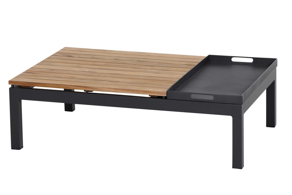 Loungegarnitur 5-Tlg Teakholz/Metall mit Kissen - Anthrazit/Grau, KONVENTIONELL, Holz/Textil - Siena Garden