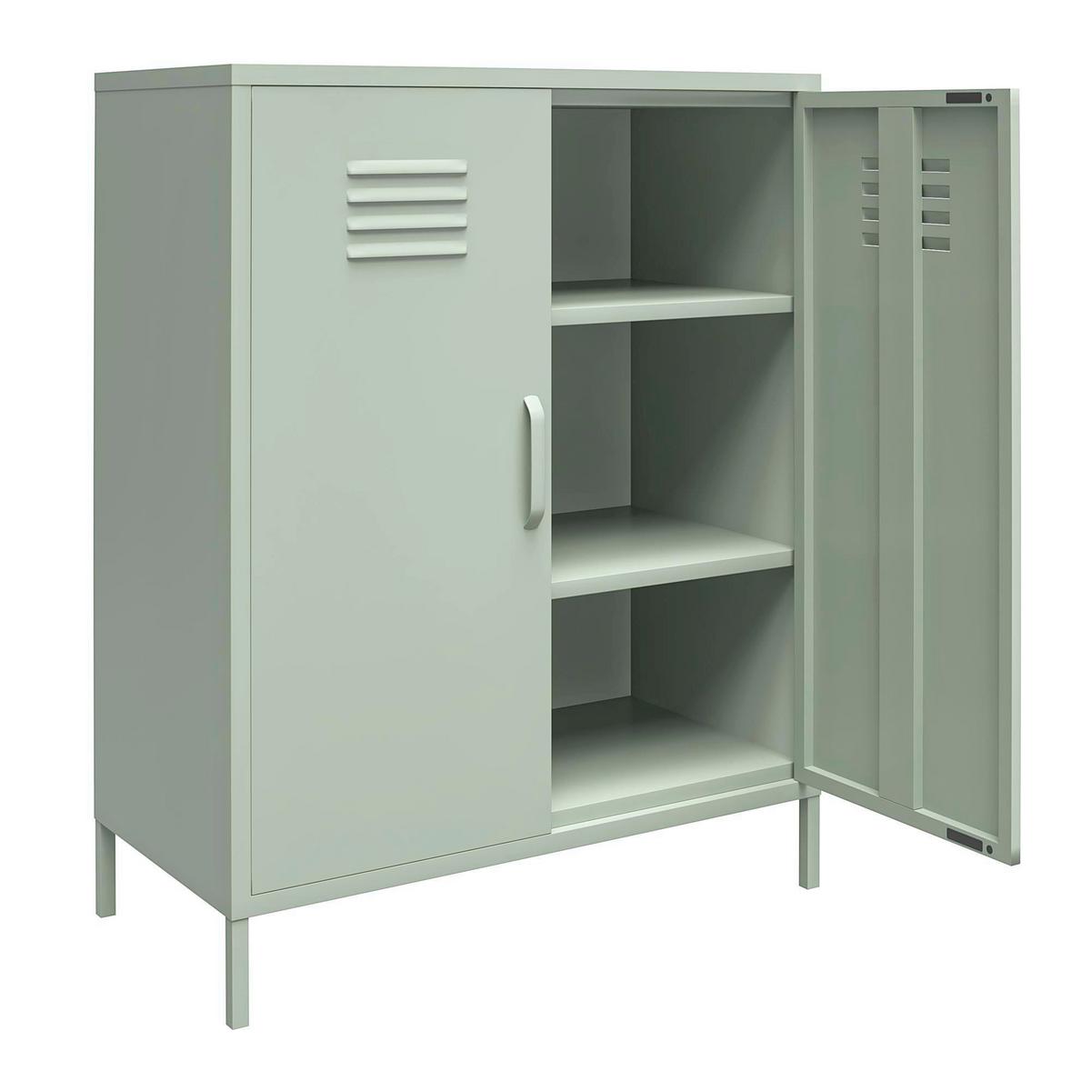 Highboard Mission District Grün B: 40cm - Hellgrün/Grün, Design, Metall (40/102/80cm) - MID.YOU