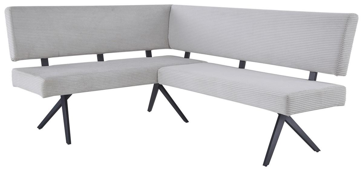 Eckbank Chios Cord Beige, S: 150x190 cm - Beige/Schwarz, KONVENTIONELL, Textil/Metall (150/190cm) - MID.YOU