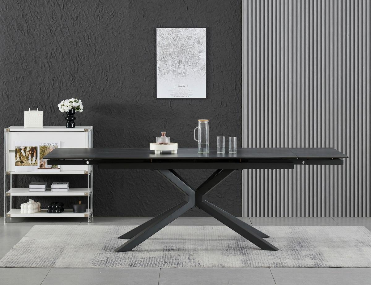 Ausziehtisch Lorenzo Keramik Dunkelgrau B:160-240cm - Dunkelgrau/Grau, KONVENTIONELL, Keramik/Metall (160-240/75/90cm) - MID.YOU