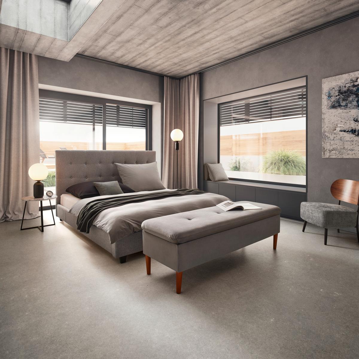 Manželská postel Frederico, 180x200, světle šedá - černá/světle šedá, Moderní, dřevo/kompozitní dřevo (180/200cm) - Bessagi Home