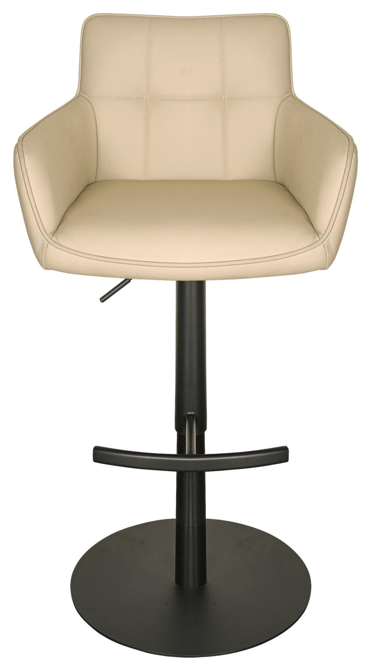 Barhocker Porto Beige B: 54,5 cm - Beige/Schwarz, MODERN, Leder/Metall (54,5/90/112/51,5cm) - Livetastic