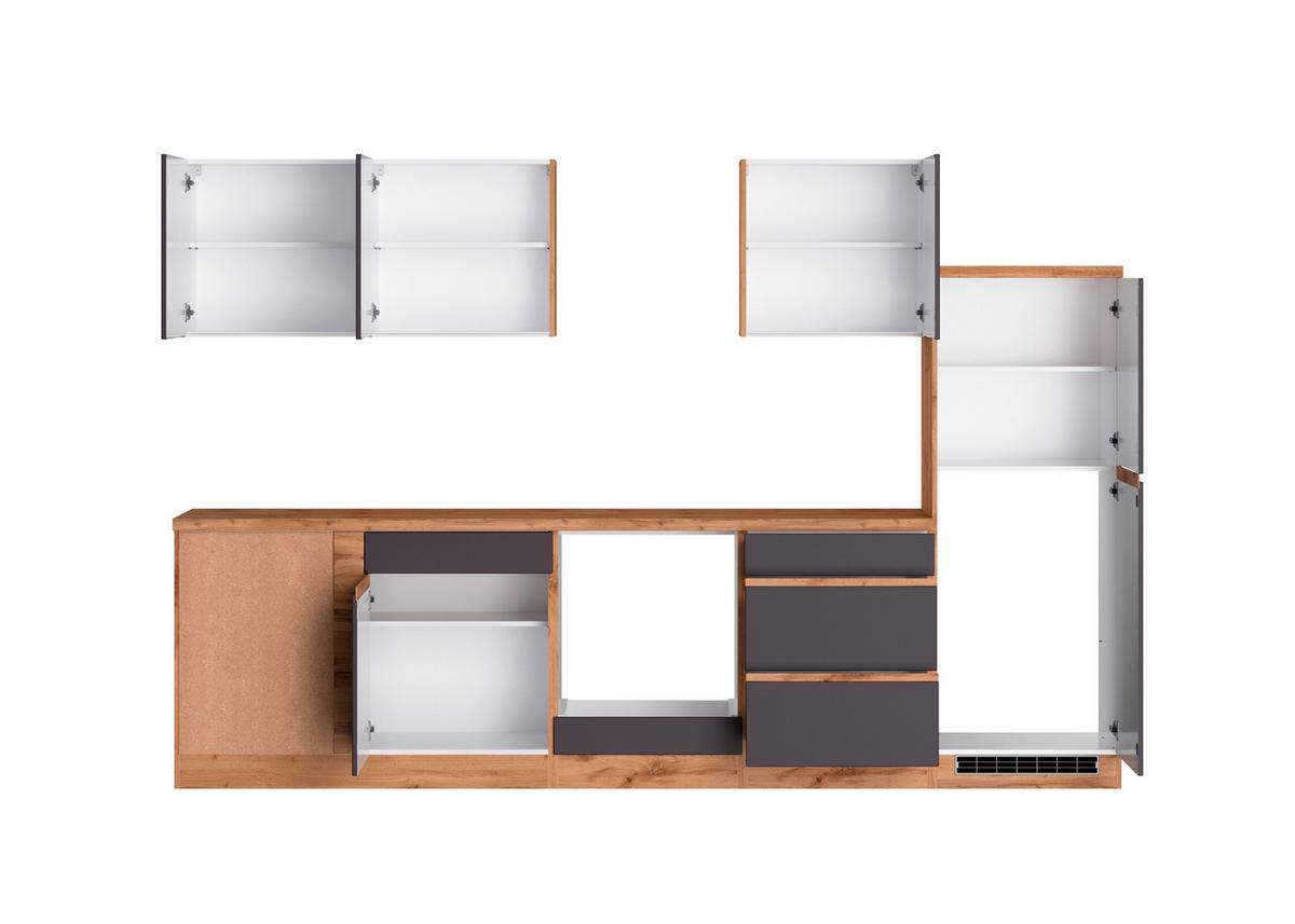 Eckküche Turin Ohne Geräte 300x240 Cm Grau/eiche Dekor - Eiche Wotan/Grau, Design, Holzwerkstoff (300/240cm) - Held