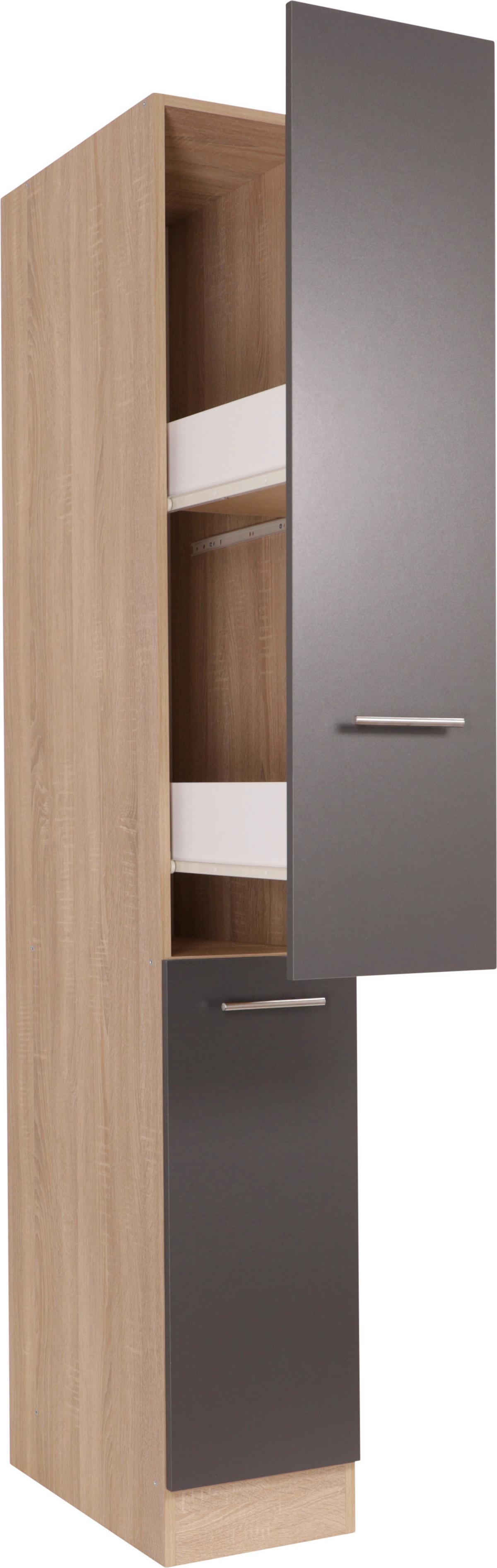 Apothekerschrank Merle Grau, Eiche Dekor B:30cm - Eichefarben/Grau, Basics, Holzwerkstoff (30/200/60cm) - Respekta