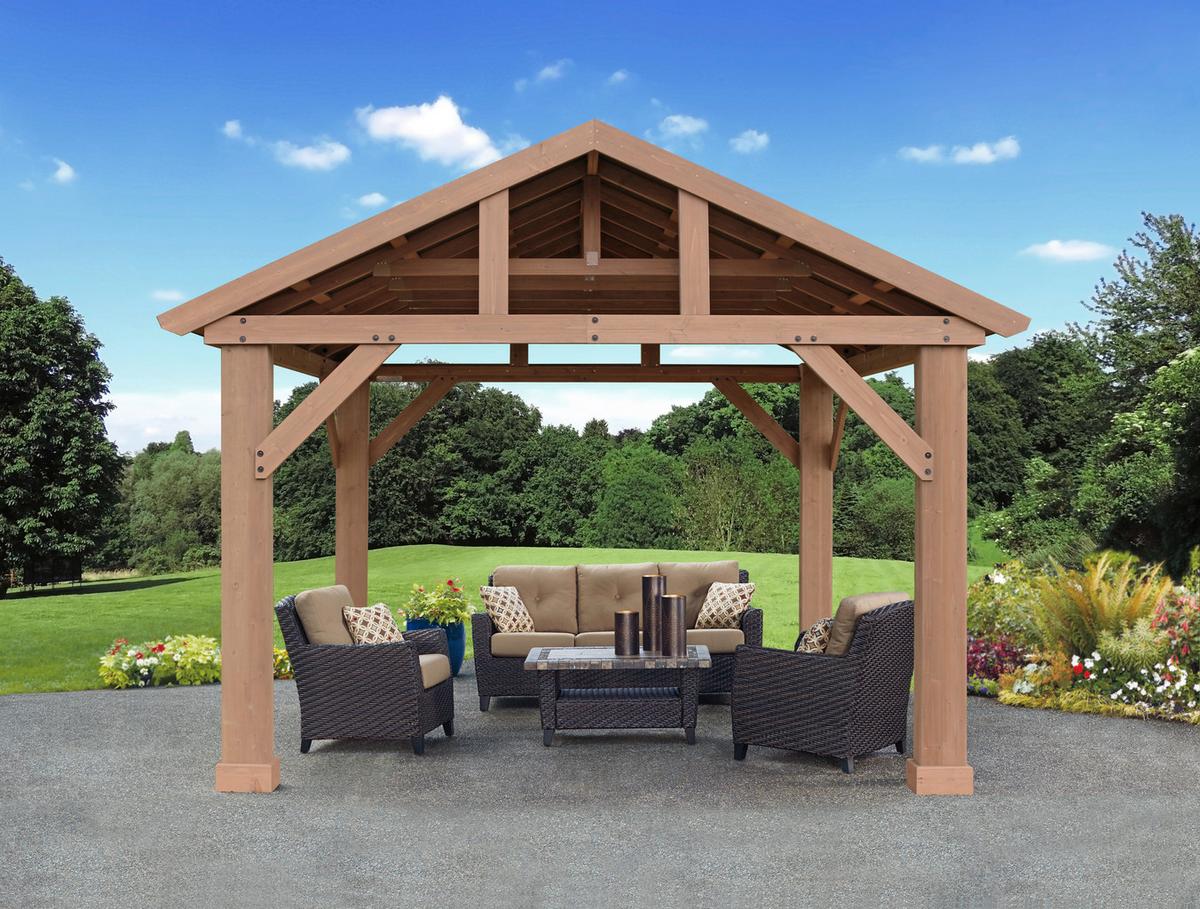 Pavillon YUKon 366x427 cm Wetterfest Regenabweisend - Naturfarben, Basics, Holz/Metall (366/330/427cm)
