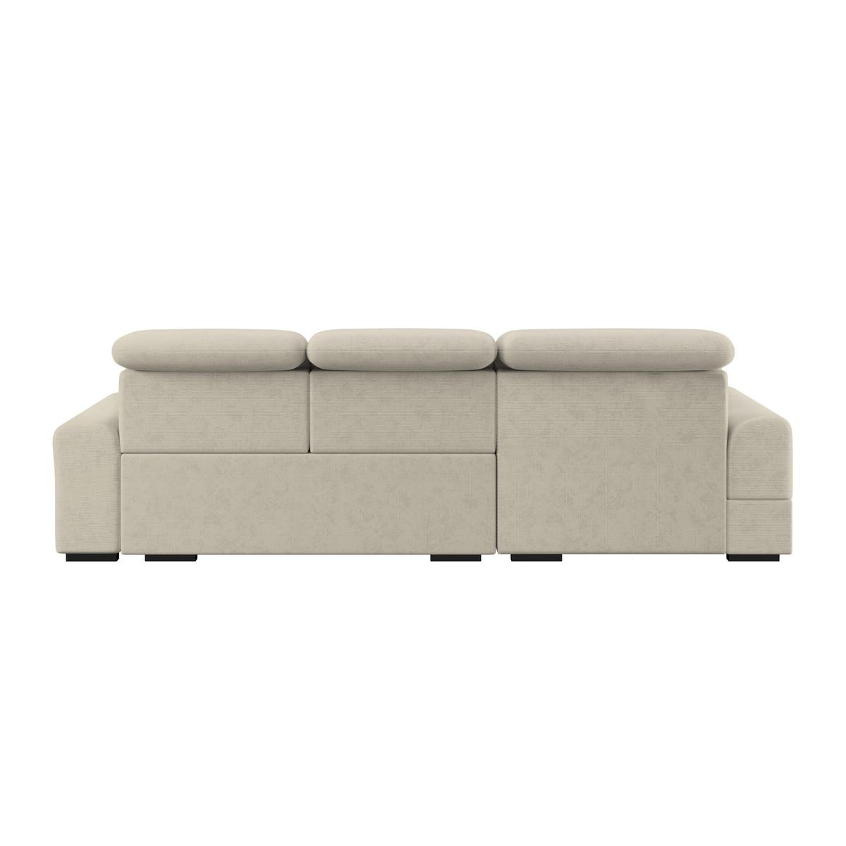 Ecksofa mit Bettfunktion Malaga new Chenille beige - Beige/Schwarz, KONVENTIONELL, Textil (203/286cm) - Ondega