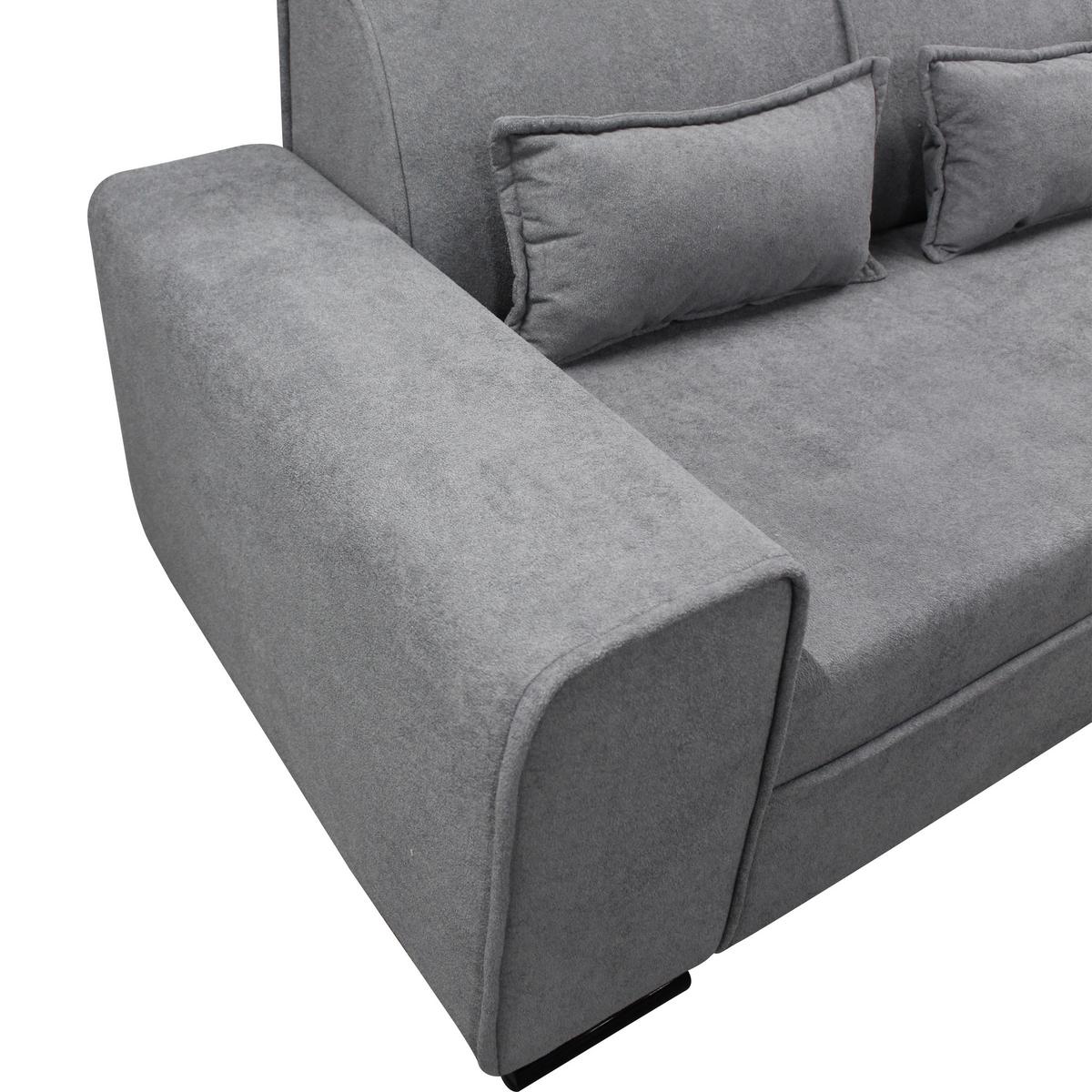 Ecksofa Classic Grau 270x175 Cm - Schwarz/Grau, Design, Textil (270/175cm) - MID.YOU