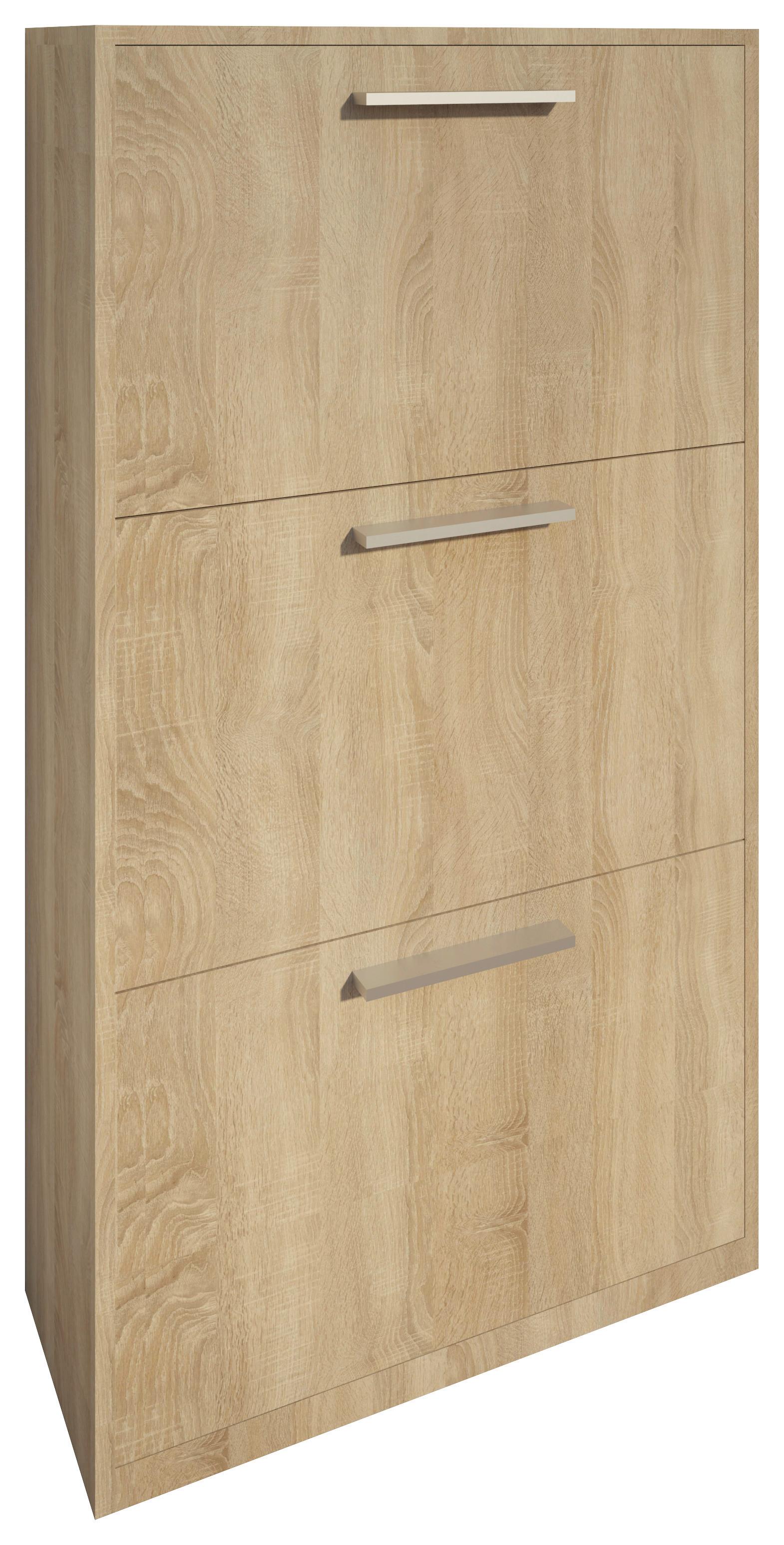Cipősszekrény Leon 3 - Sonoma tölgy, Basics, faalapú anyag (64/119,7/19cm)