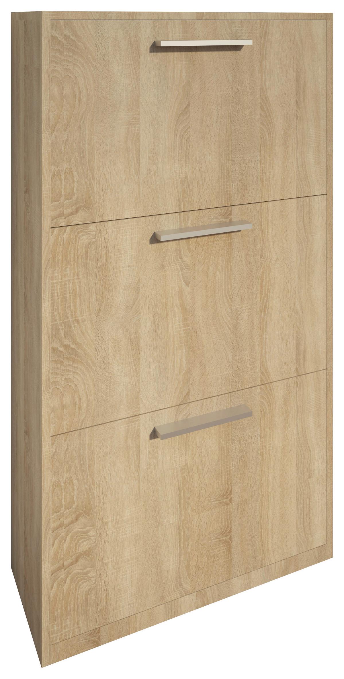 Cipősszekrény Leon 3 - Sonoma tölgy, Basics, faalapú anyag (64/119,7/19cm)