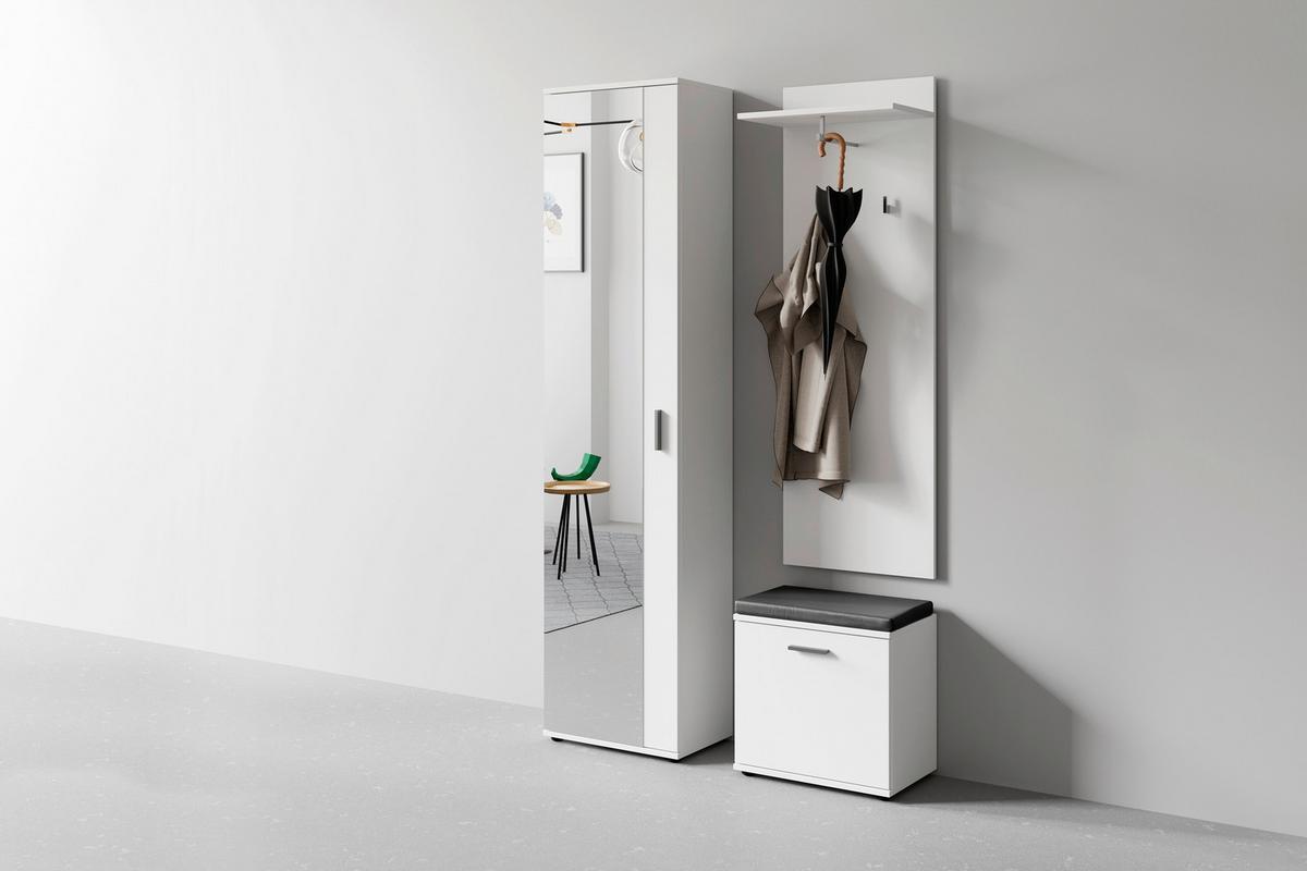 Garderobe Jakob 4-teilig Schwarz/weiß B: 49 Cm - Schwarz/Weiß, Design, Holzwerkstoff (49/196/30cm) - MID.YOU