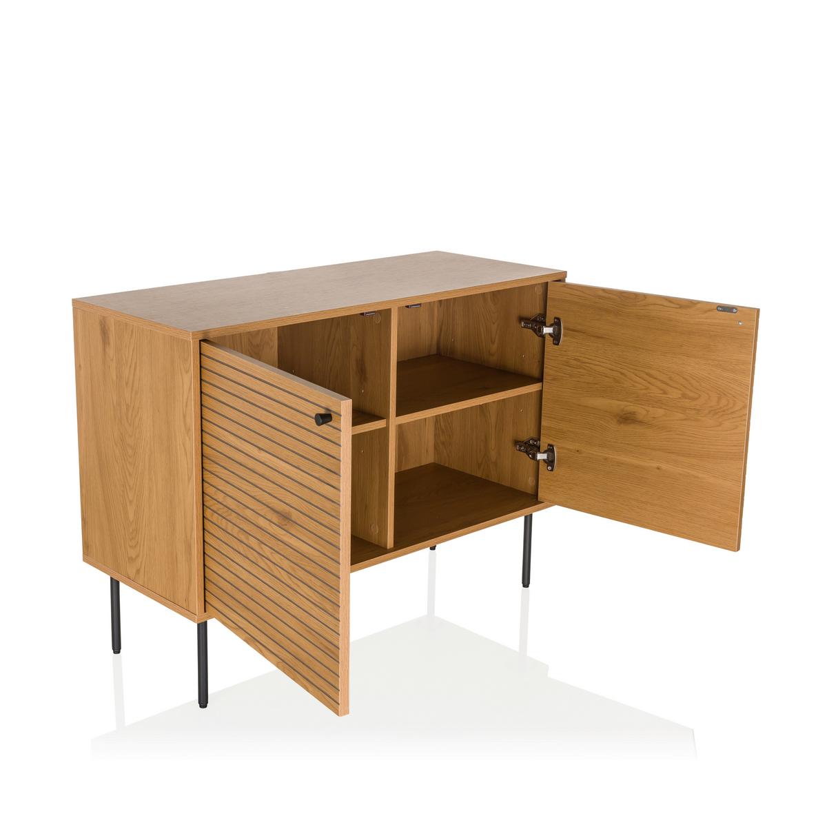 Linno S Sideboard Eichefarben B: 100 Cm - Eichefarben/Schwarz, MODERN, Holzwerkstoff (100/74/40cm) - MID.YOU