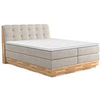 Boxspringbett mit Topper & Bettkasten 160x200 Melissa - Creme/Schwarz, Natur, Textil (160/200cm)