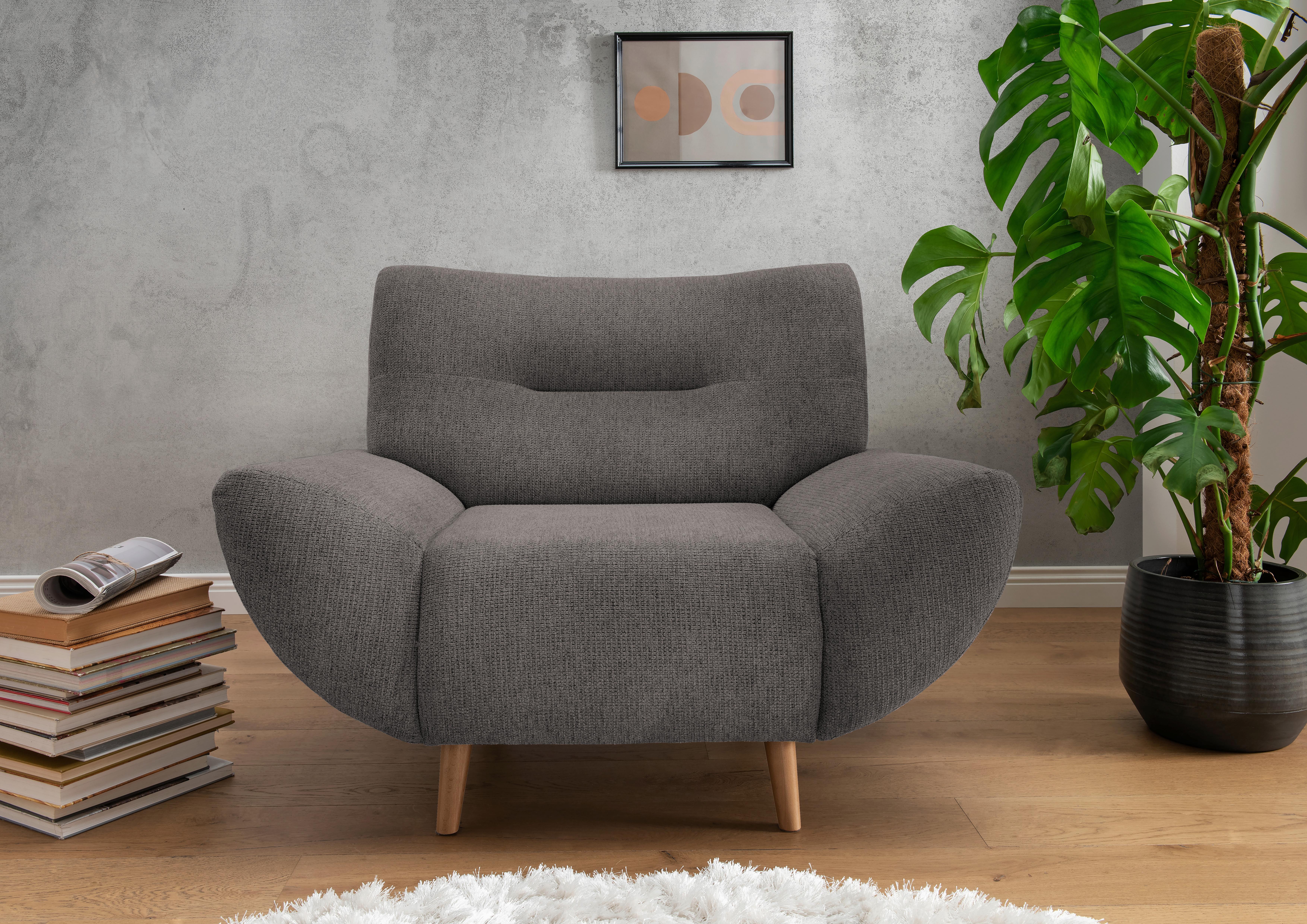 Sessel Drago Graubraun B/H/T: 111/81/90cm - Wildeiche/Graubraun, MODERN, Textil (111/81/90cm) - MID.YOU
