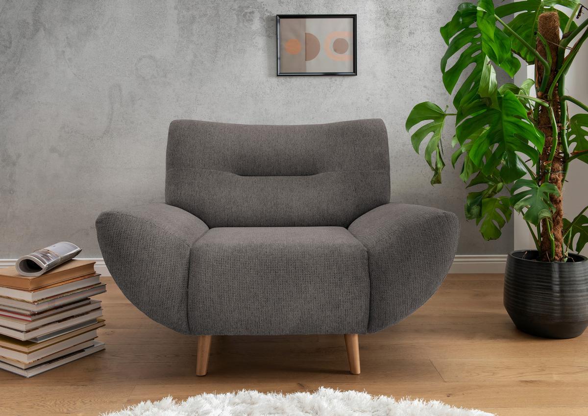 Sessel Drago Graubraun B/h/t: 111/81/90cm - Wildeiche/Graubraun, MODERN, Textil (111/81/90cm) - MID.YOU
