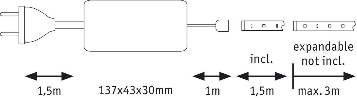 Led-streifen L: 1,5 M Dimmbar - Silberfarben, Basics, Metall (150cm) - Paulmann