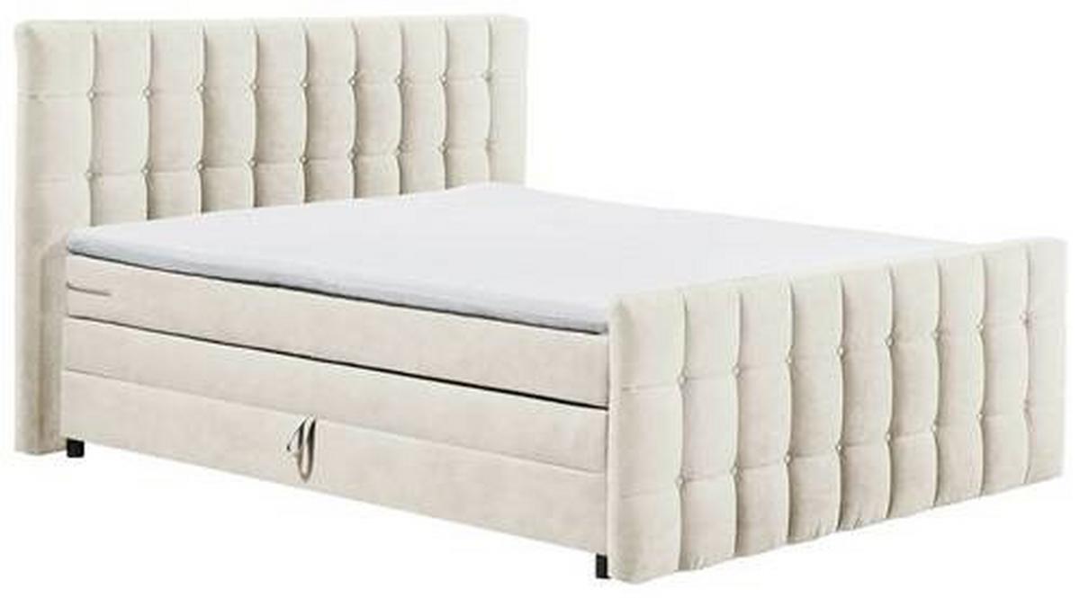 Boxspringbett Mendoza 6 - Creme/Schwarz, MODERN, Holzwerkstoff/Textil (180/200cm) - MID.YOU