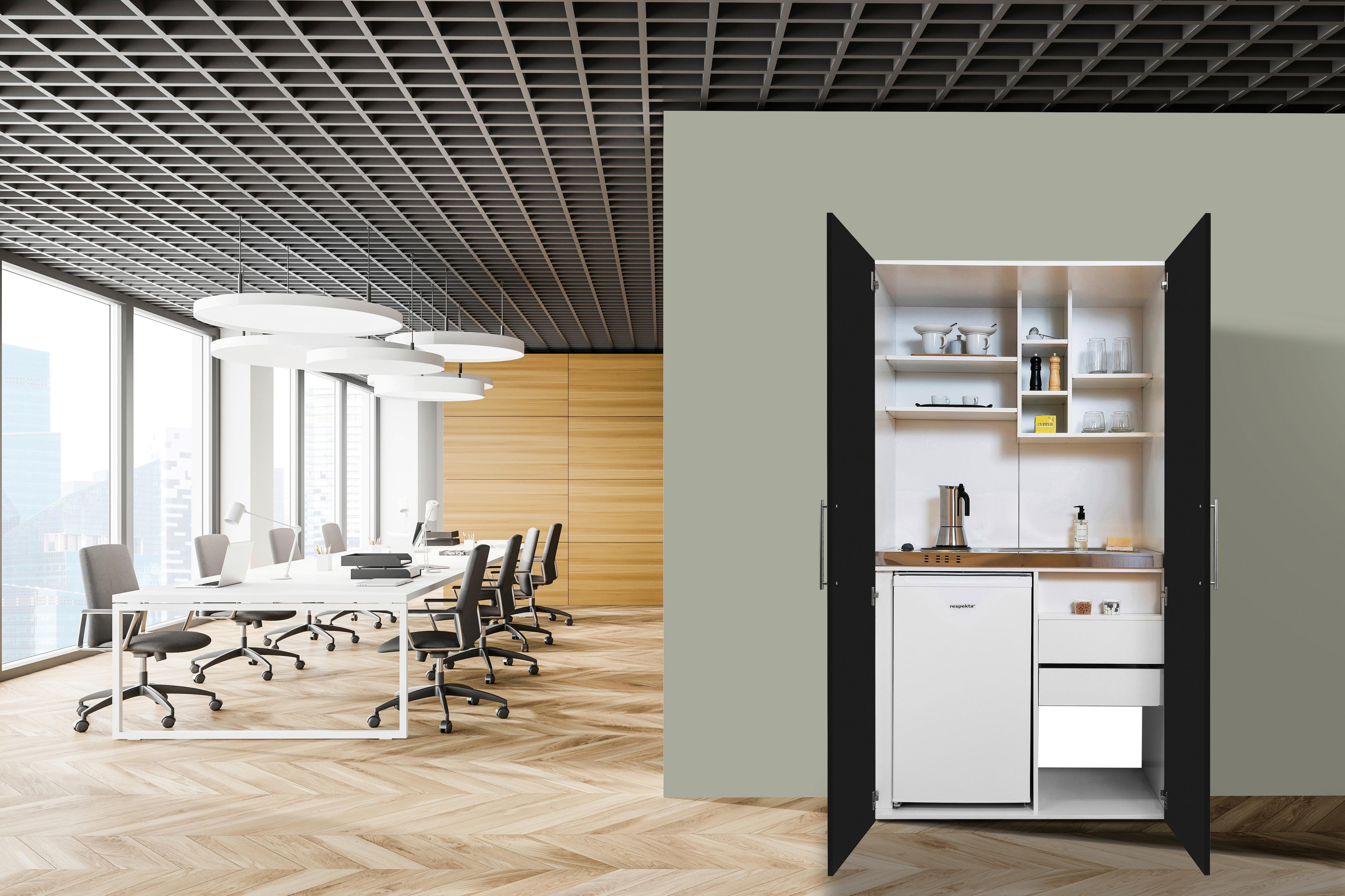 Schrankküche M. Kühlschrank + Kochfeld 104 Cm Modern