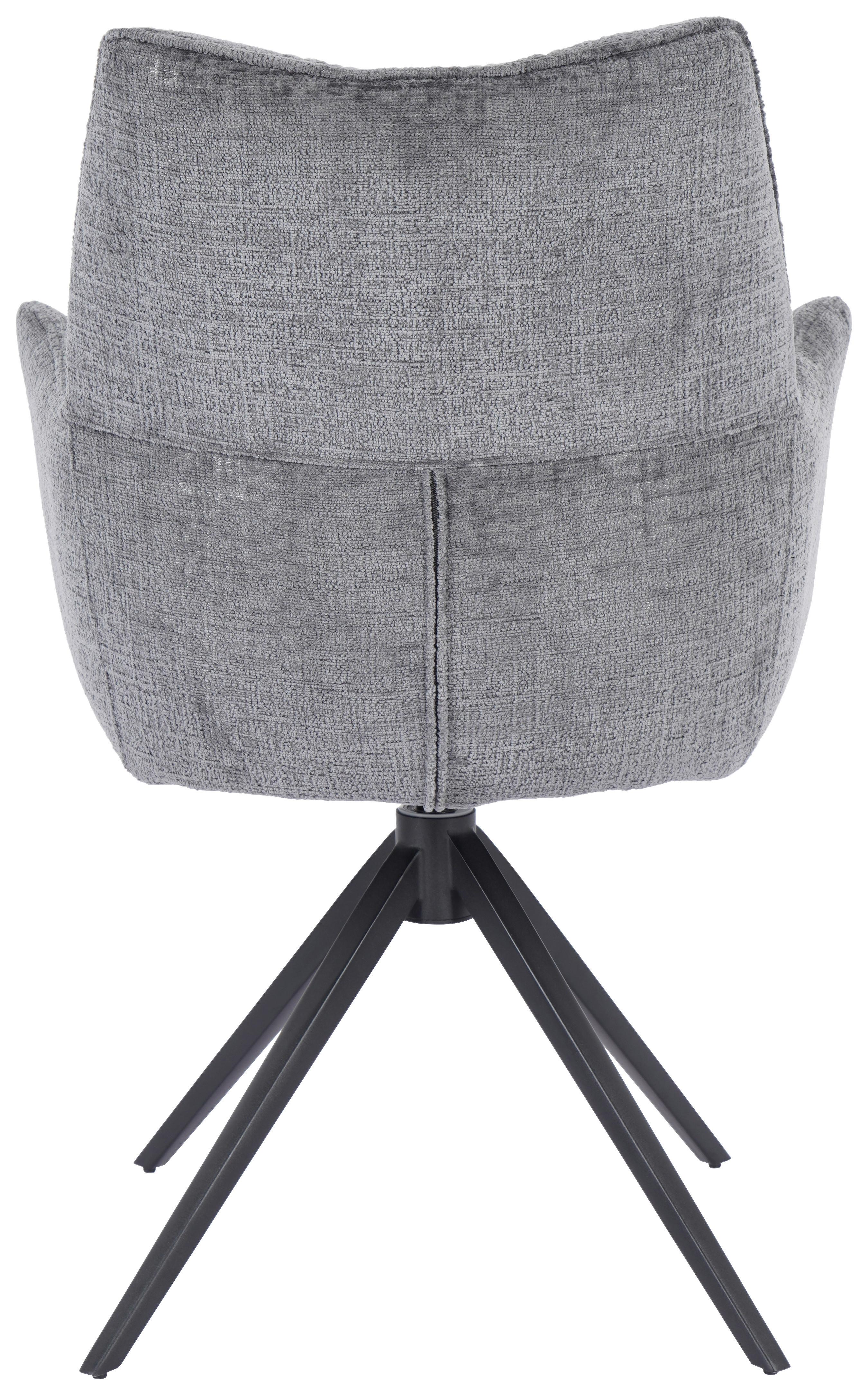Otoční židle s područkami LUCIA tm.šedá - černá/barvy grafitu, Lifestyle, kov/textil (62/90/64cm) - Premium Living