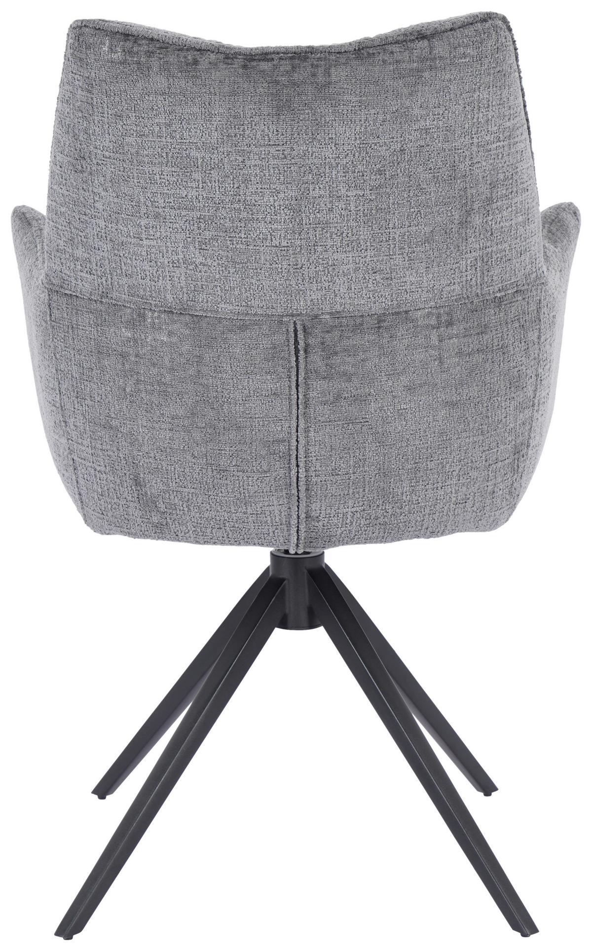 Otočná stolička s podrúčkami LUCIA tm.sivá - čierna/grafitová, Lifestyle, kov/textil (62/90/64cm) - Premium Living