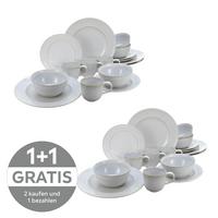 Kombiservice Keramik 4 Personen Geschirr Set Weiß - Weiß, Basics, Keramik - Creatable