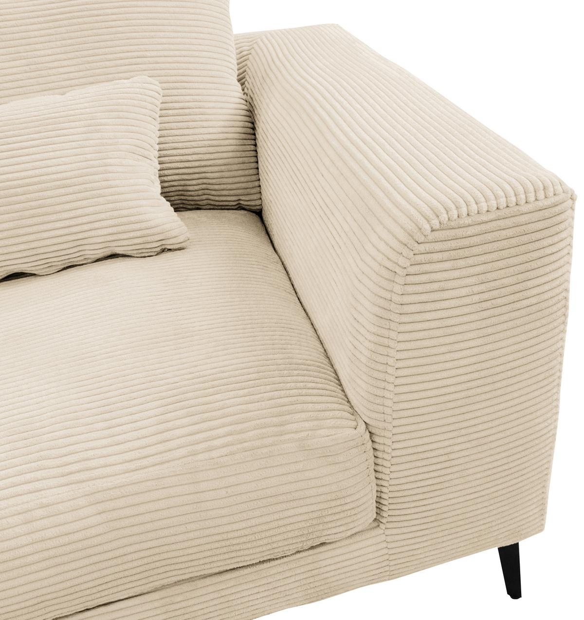 Ecksofa Berlin Cord Creme 172x313 cm - Creme/Schwarz, Design, Textil (172/313cm) - Livetastic