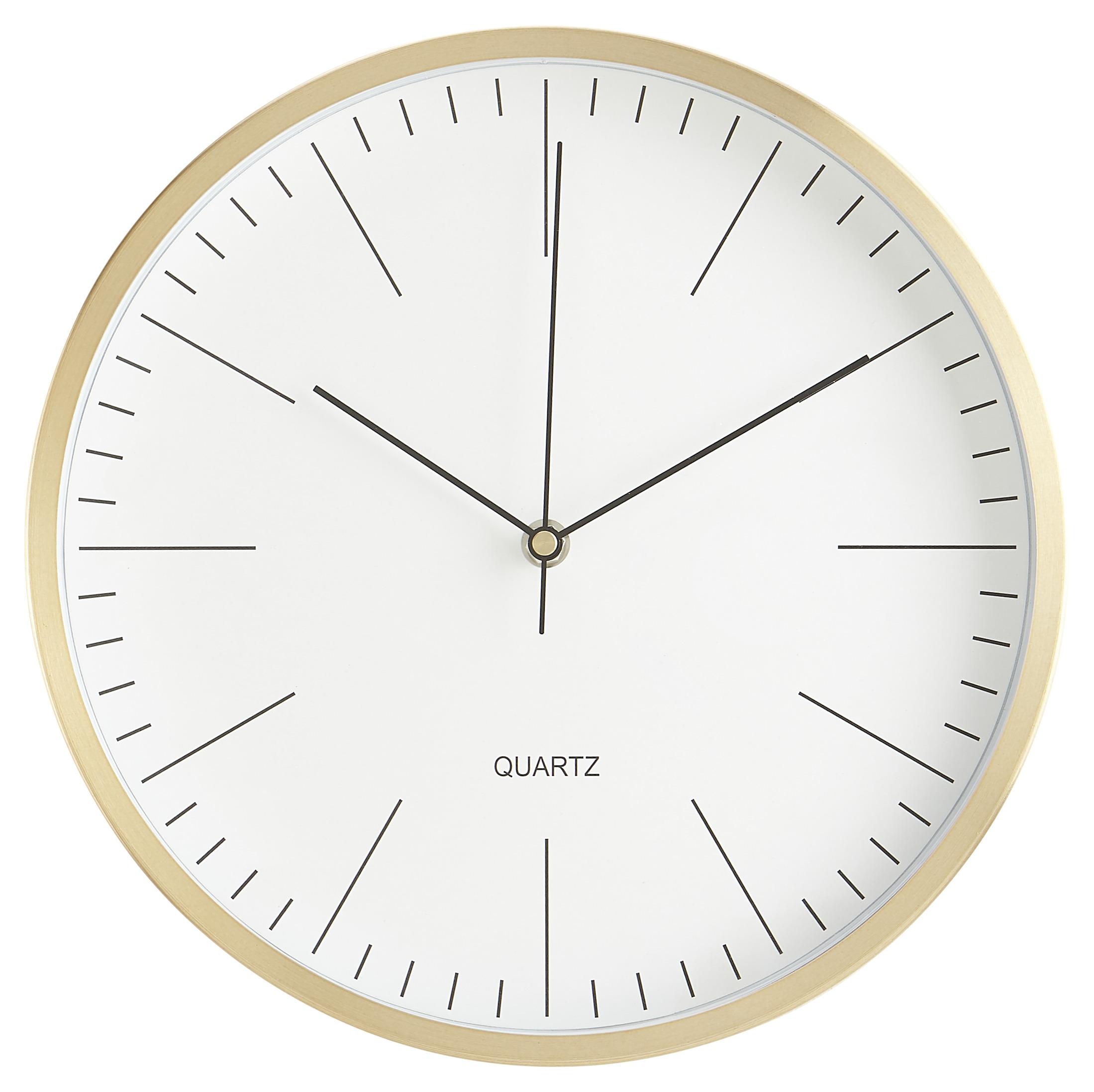 Nástěnné Hodiny Rena - bílá/barvy zlata, Moderní, kov/sklo (29,6cm) - Bessagi Home
