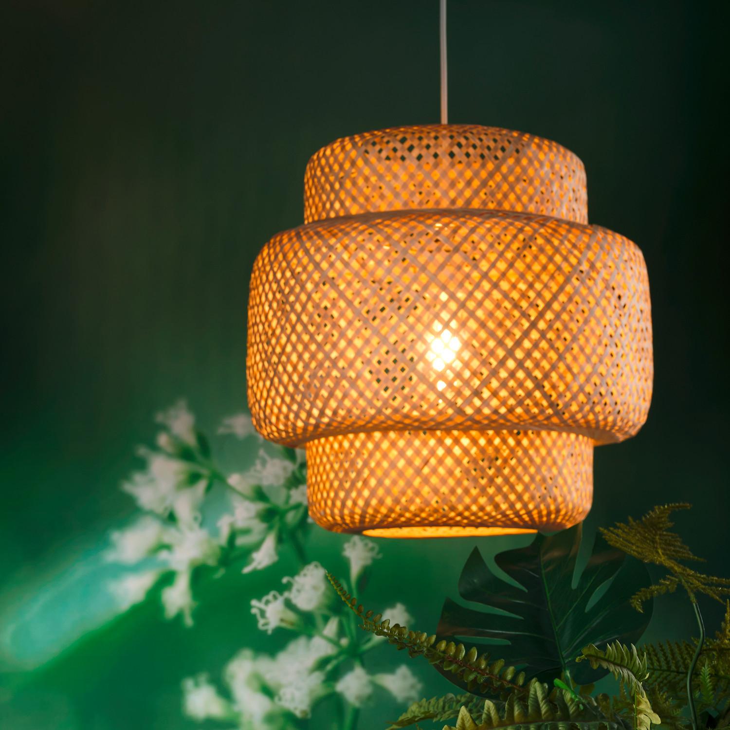 Hängeleuchte Bamboo Sandfarben L: 40 cm - Sandfarben, Basics, Holz (40/40/130cm)