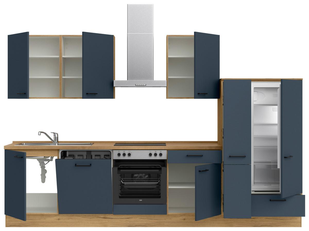 Küchenleerblock Easytouch Low-Line, L11 Rechts - Blau/Eichefarben, MODERN, Holzwerkstoff (330cm) - Nobilia