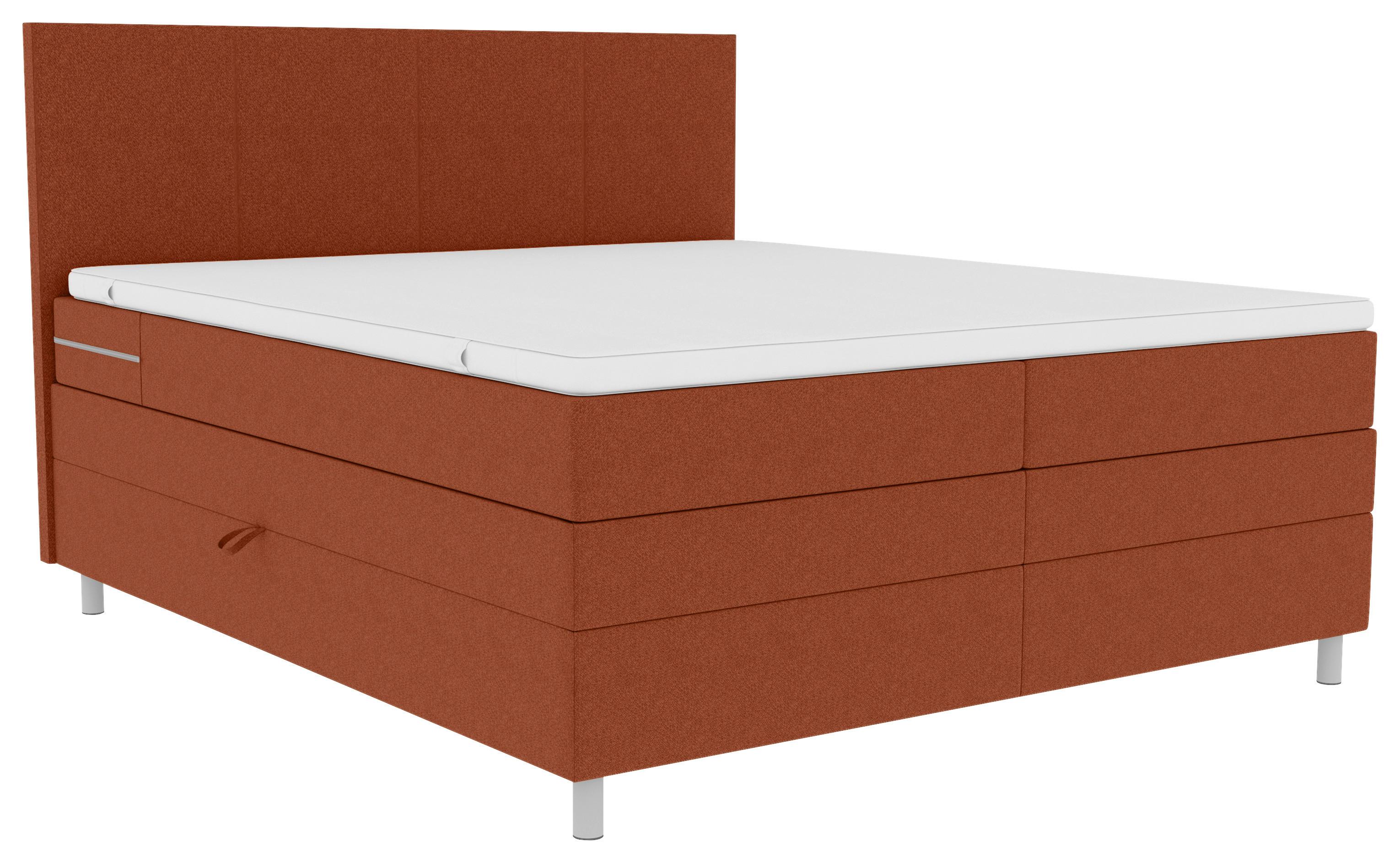 Boxspringbett Messina - Chromfarben/Rostfarben, KONVENTIONELL, Textil (140/200cm)