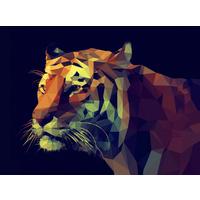 Leinwandbild Graphic Tiger Schwarz/Braun 116x84 cm - Gelb/Rot, MODERN, Holzwerkstoff (116/84cm)