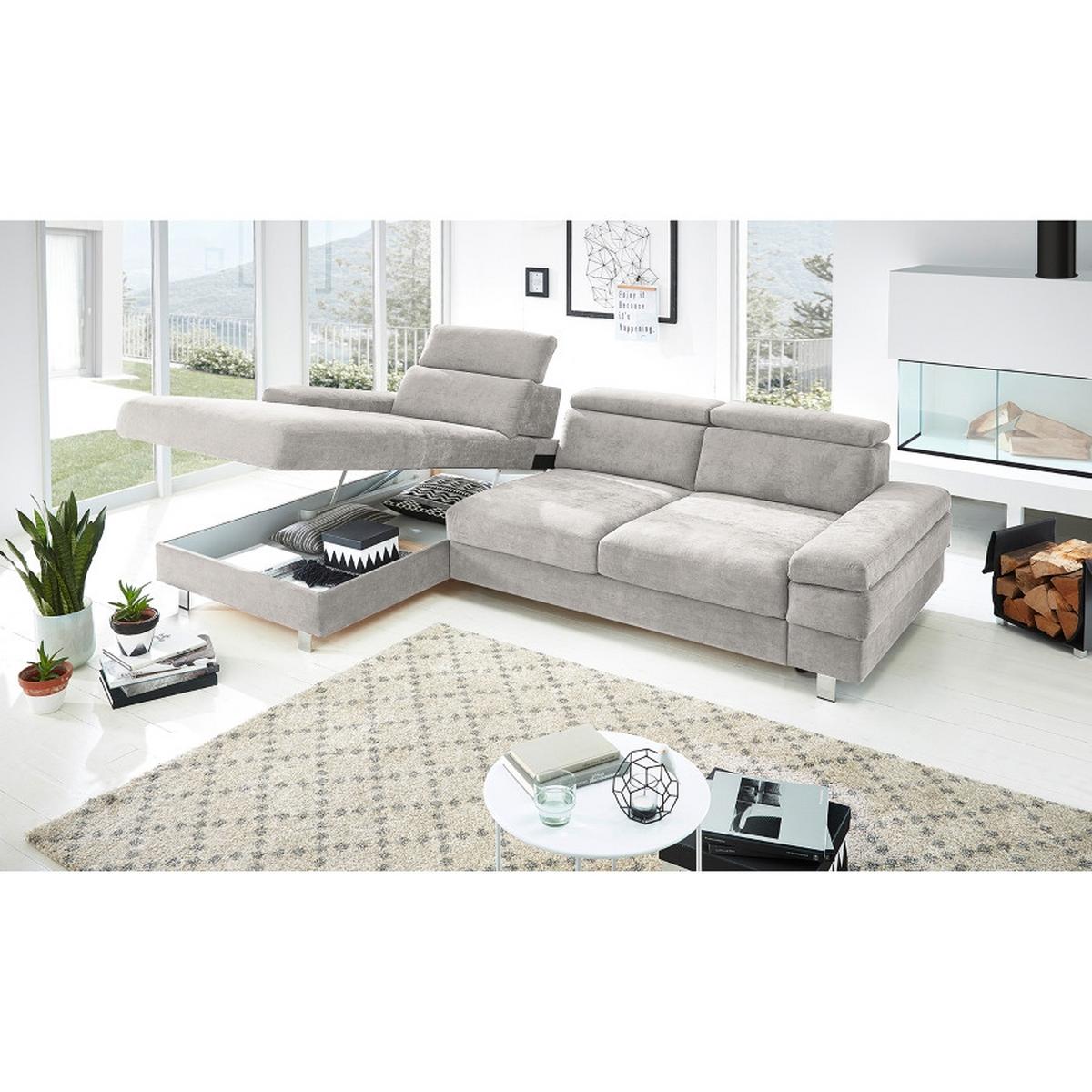 Ecksofa Elvis Silberfarben S: 182x259 Cm - Silberfarben, KONVENTIONELL, Textil (182/259cm) - Trendmanufaktur