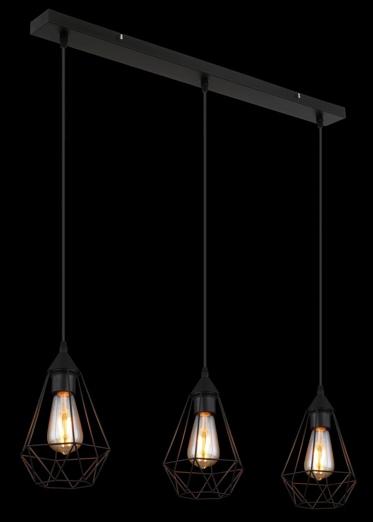 Hängeleuchte 15745-3h - Schwarz, Design, Textil/Metall (79/17/120cm) - Globo