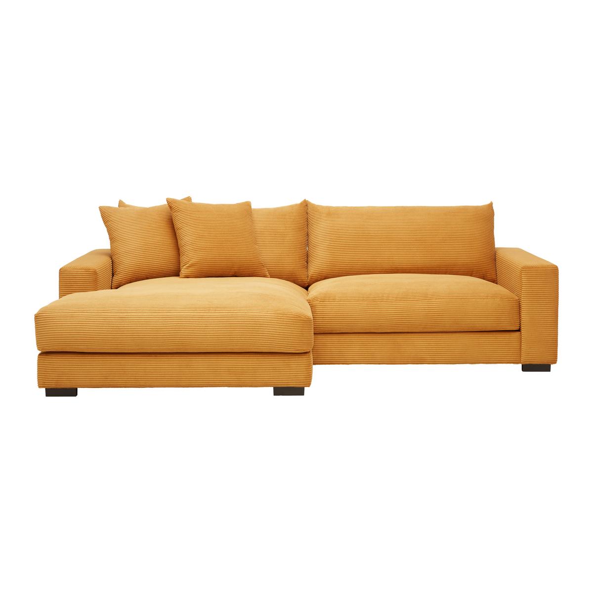 Rohová sedačka PEDRO, levá, hořčicově žlutý manšestr - hořčicově žlutá, Moderní, textil (180/265cm) - Mömax