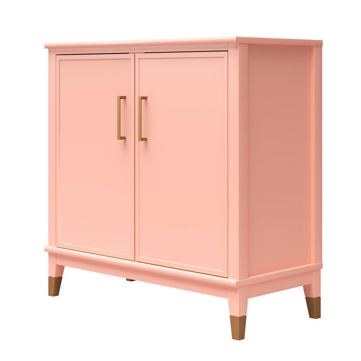 Highboard Westerleigh Hellrosa B: 86 cm - Hellrosa/Goldfarben, Design, Holzwerkstoff/Metall (86/85/41cm) - MID.YOU