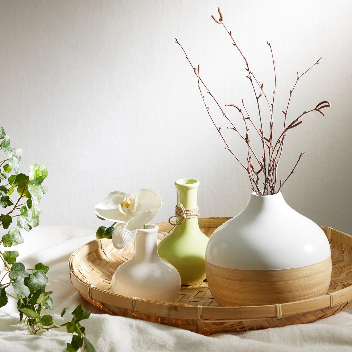 VÁZA NATURELLE - biela/prírodná farba, drevo (18/17cm) - Zandiara