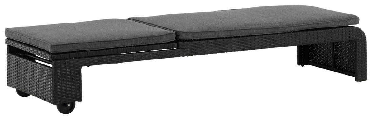 Sonnenliege London Kunststoff verstellbar - Schwarz, KONVENTIONELL, Kunststoff (60/32/196cm) - Gardenson