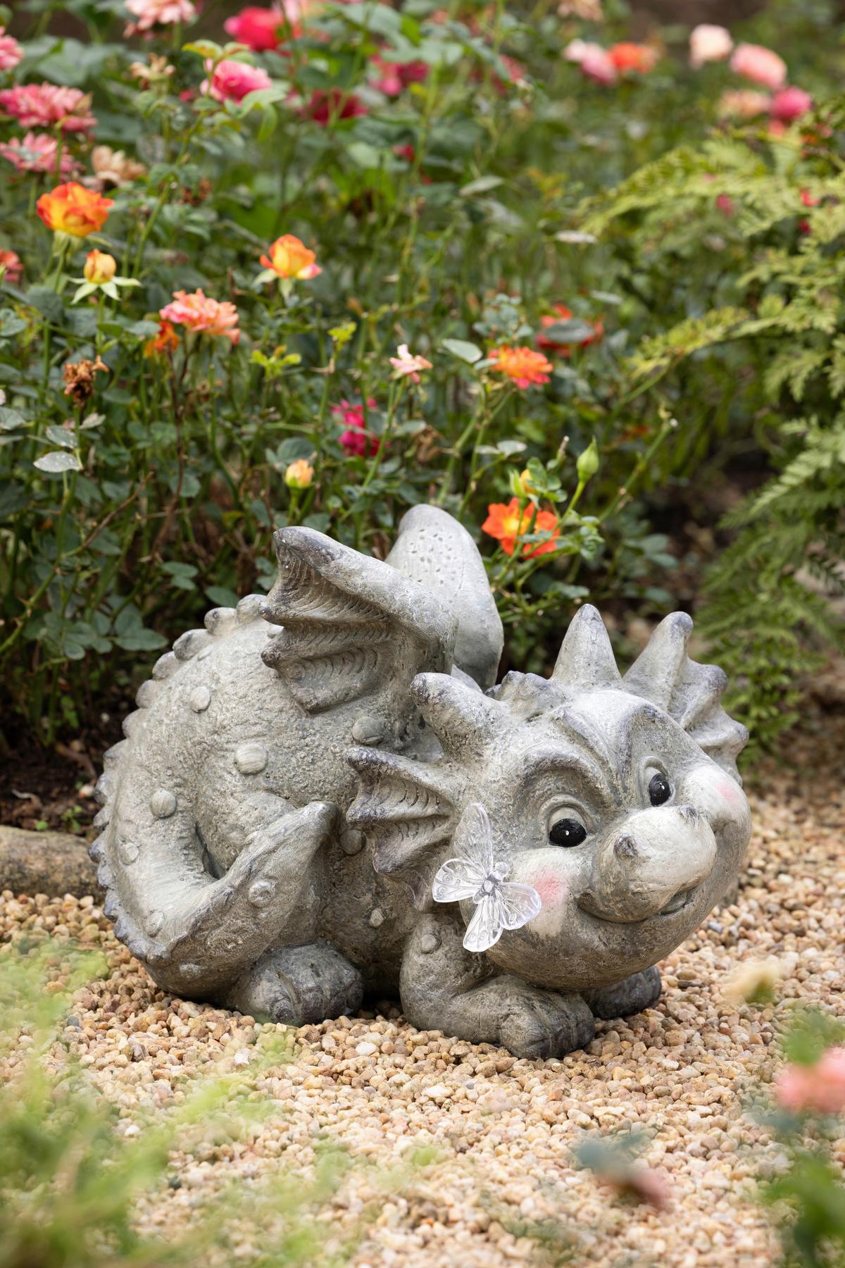 Dekodrache Barry L/b/h: Ca. 22/32,5/24 Cm - Grau, KONVENTIONELL, Stein (22/32,5/24cm) - Ondega