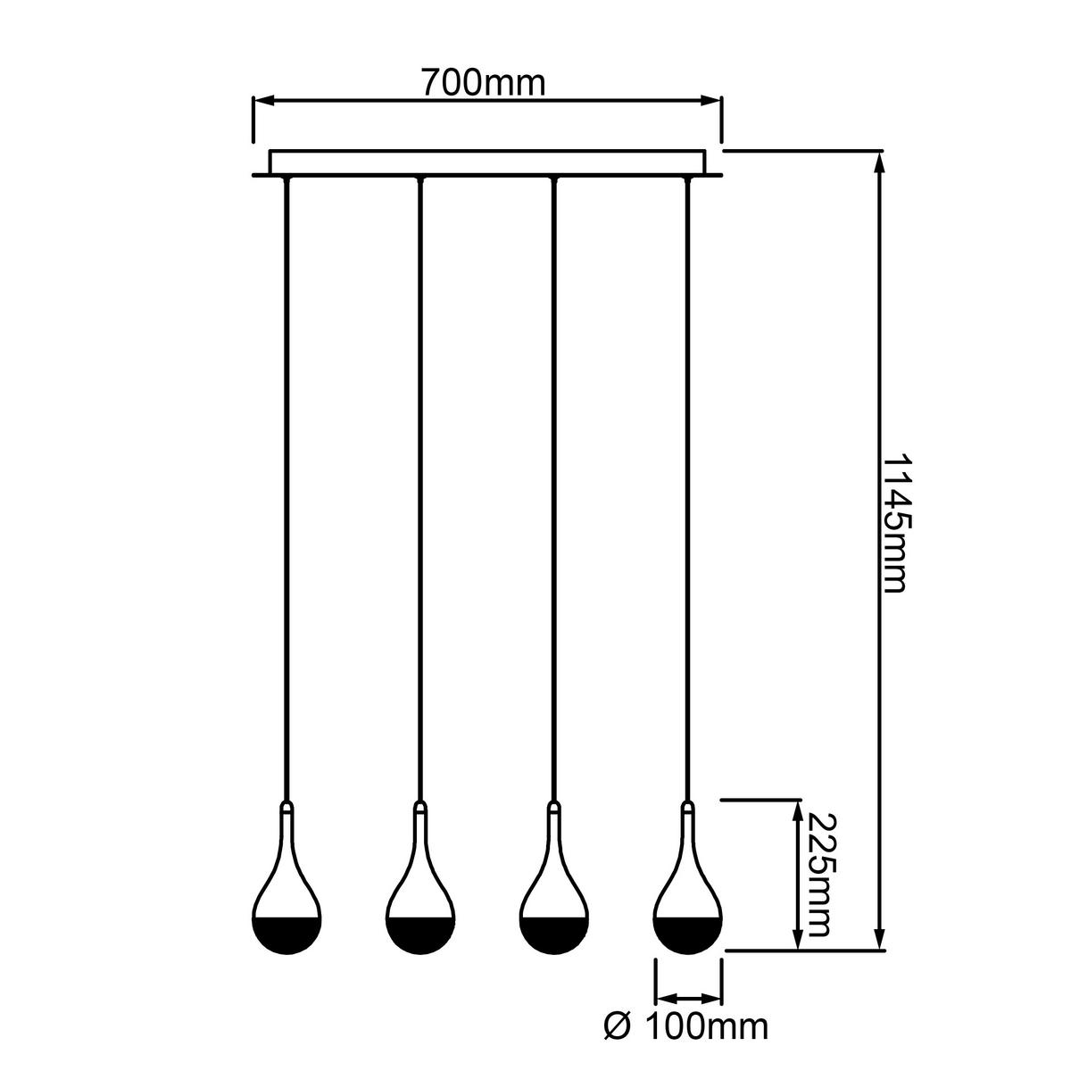 LED-Hängeleuchte Frizzante H: 114,5 cm 4-Flammig Kürzbar - Chromfarben, Design, Glas/Metall (70/9/114,50cm) - Brilliant