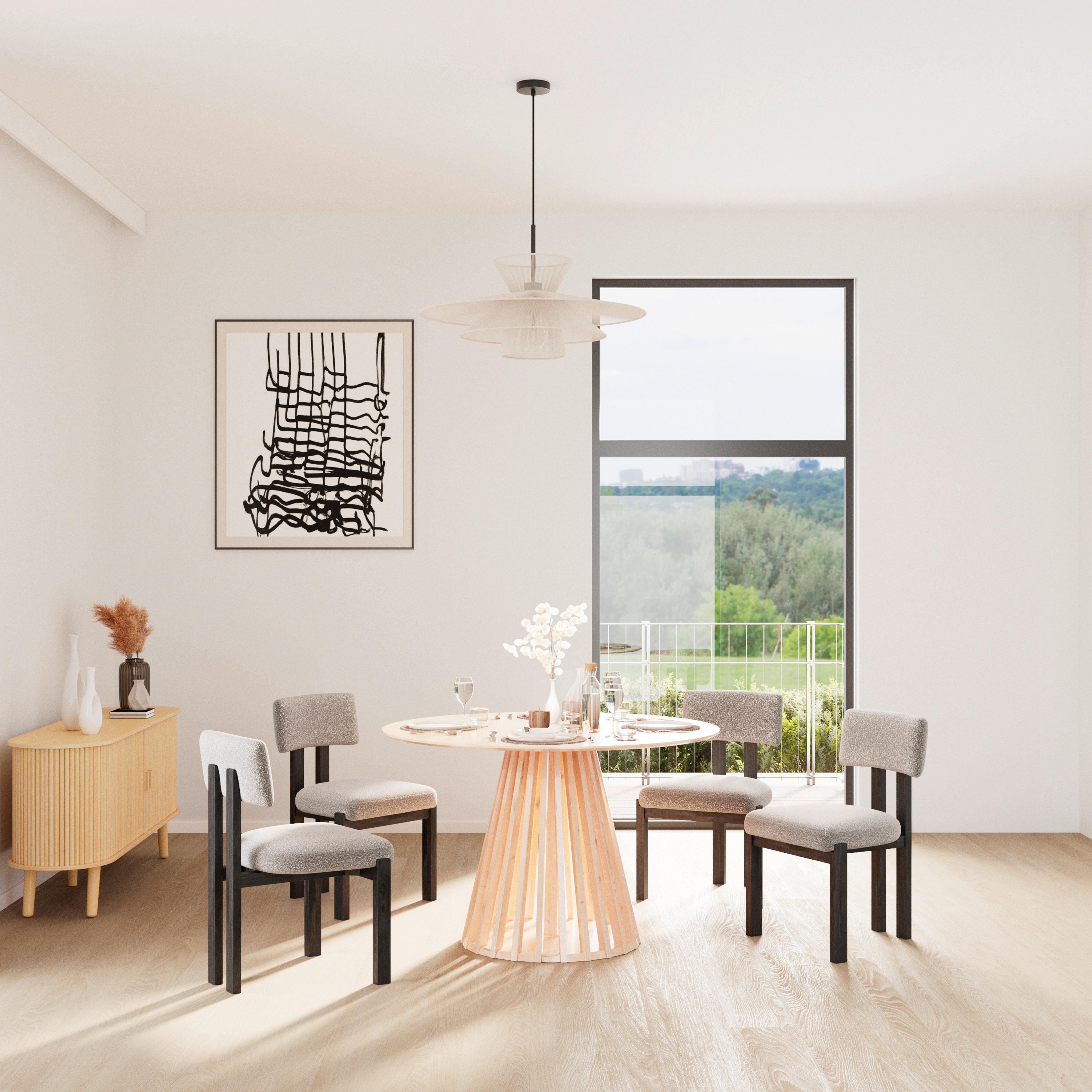 ŽIDLE JONNA - světle šedá/přírodní barvy, Moderní, dřevo/textil (51/82/53cm) - Bessagi Home