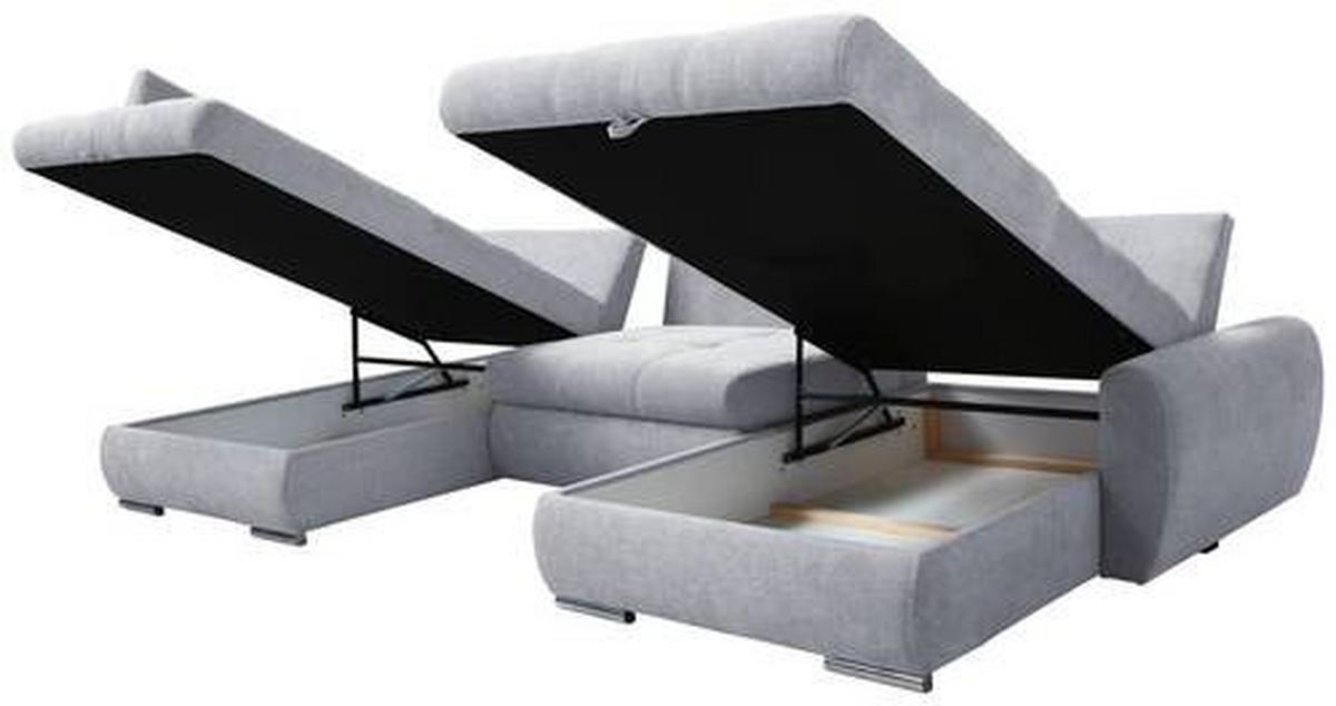 Ecksofa Canion - Chromfarben/Hellgrau, Design, Textil (173/322/174cm) - Livetastic