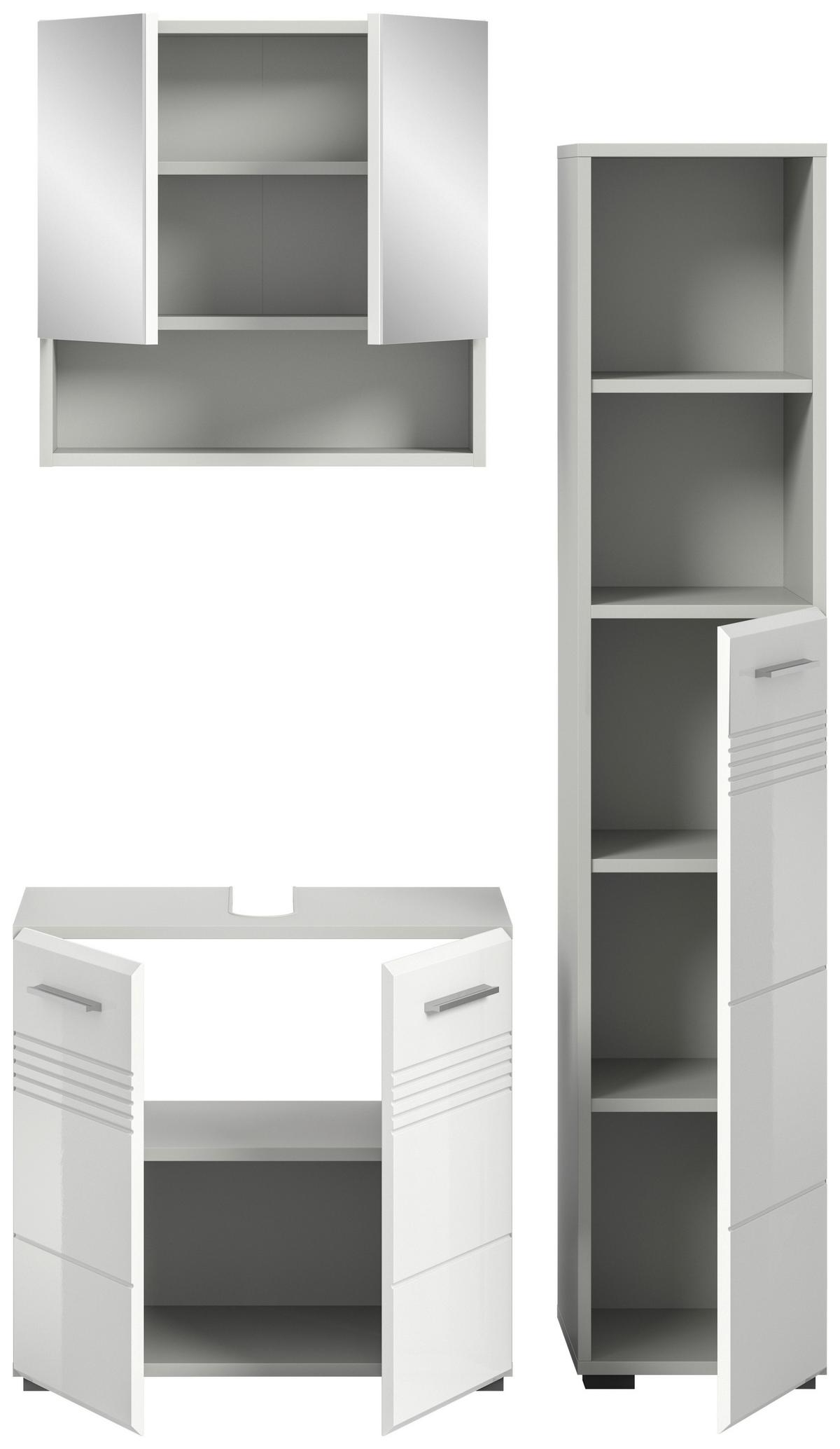 Badezimmer Copa Grau Weiß Hg B: 120 Cm - Weiß Hochglanz/Schwarz, MODERN, Holzwerkstoff (90cm) - MID.YOU