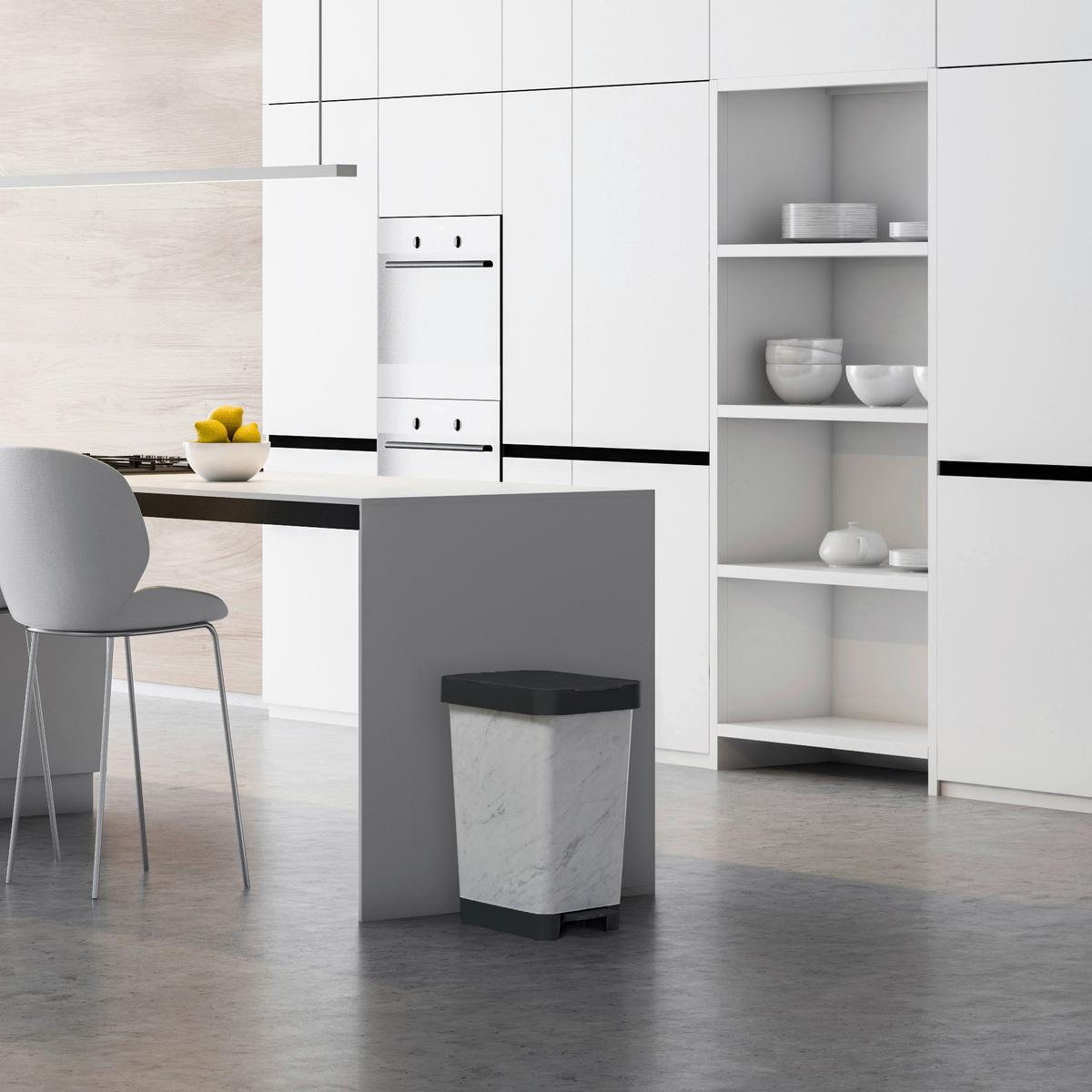 Koš s nášlapným pedálem STYLE- CA. 25L - černá/světle šedá, Moderní, kov/plast (26/36/47cm) - Mömax
