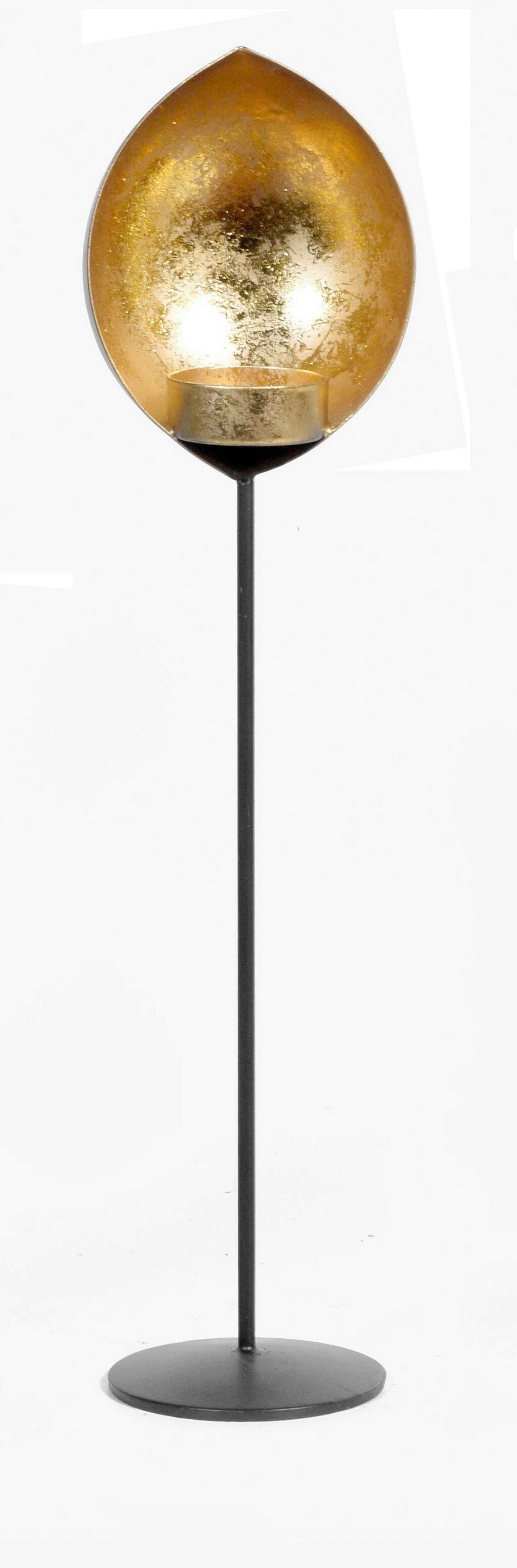 Teelichthalter Elodie Metall Schwarz/Goldf. für 1 Teelicht - Goldfarben/Schwarz, KONVENTIONELL, Metall (9/37cm) - James Wood