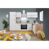 Eckküche Economy mit Geräten 172x280 cm Weiß/Eiche Dekor - Eichefarben/Weiß, Basics, Glas/Holzwerkstoff (280/172cm) - Respekta