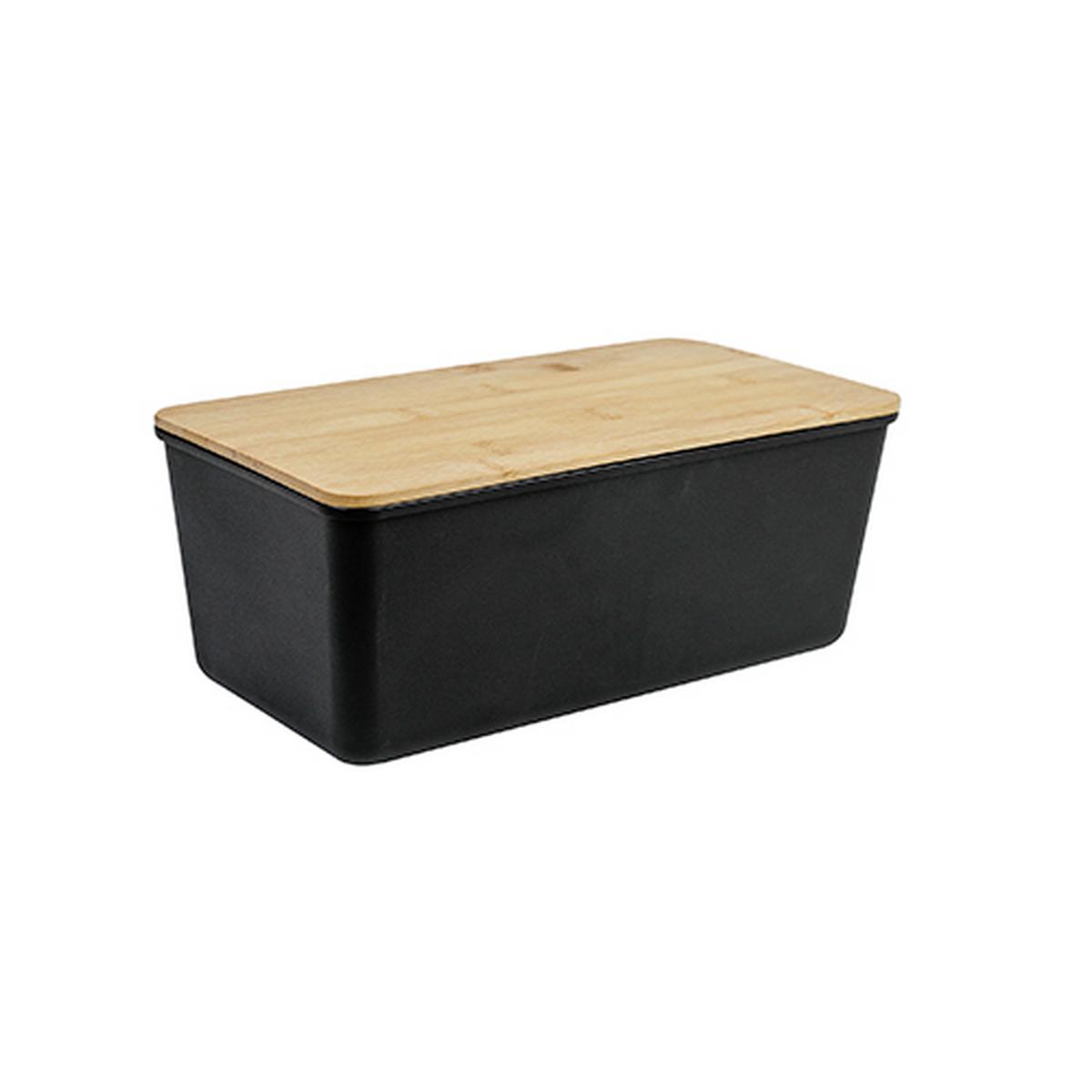 Brotbox aus Kunststoff Blerta BxHxT: 34x18x13,5 cm, Schwarz - Schwarz/Naturfarben, MODERN, Holz/Kunststoff (34/18/13,5cm) - Luca Bessoni