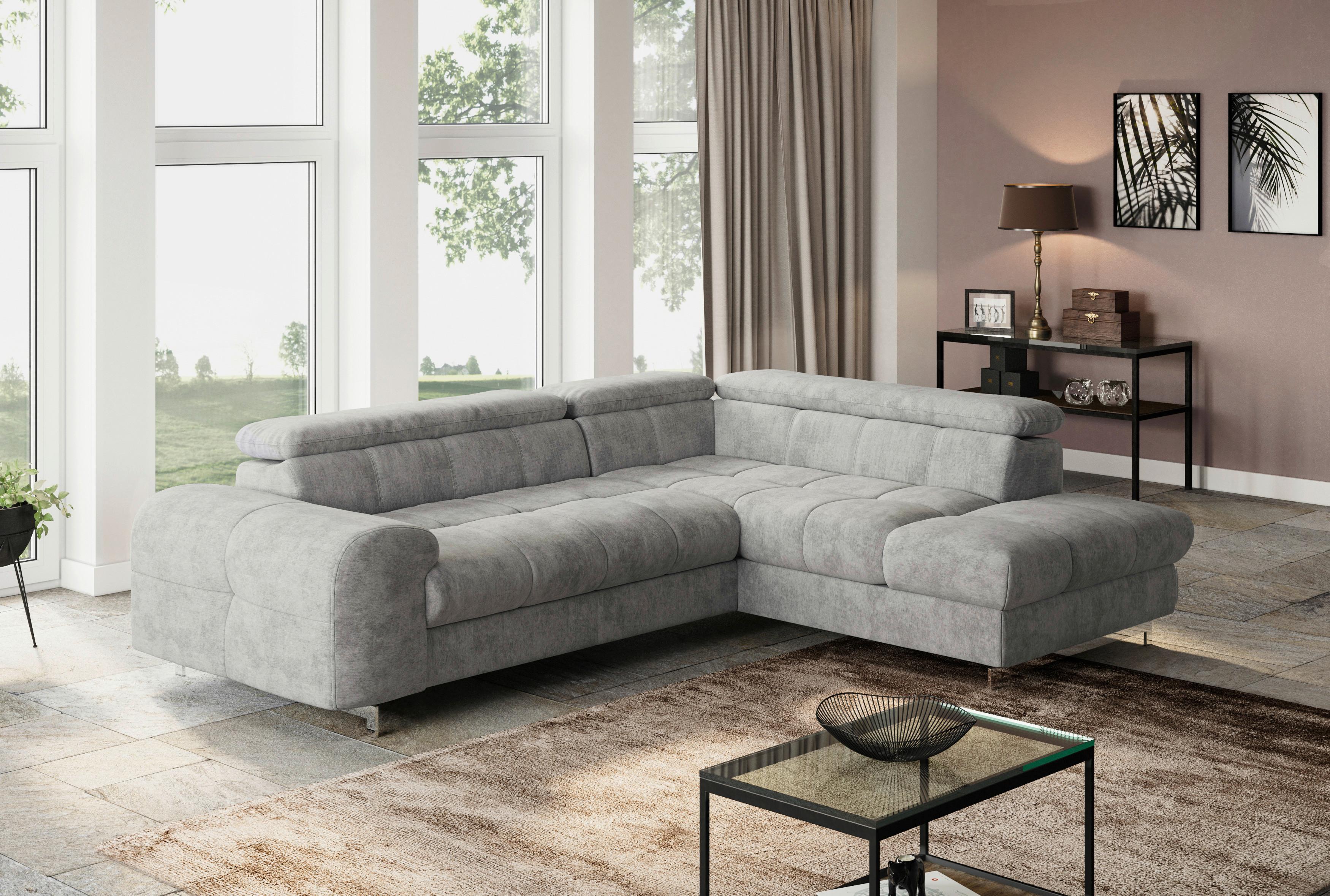 Ecksofa Mit Schlaffunktion Und Cloud + Hellgrau - Chromfarben/Hellgrau, KONVENTIONELL, Textil (257/206cm) - Livetastic