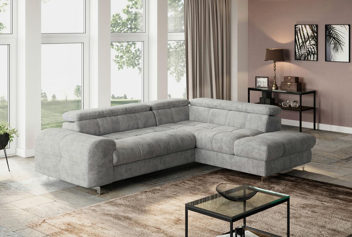 Ecksofa Mit Schlaffunktion Und Cloud + Hellgrau - Chromfarben/Hellgrau, KONVENTIONELL, Textil (257/206cm) - Livetastic