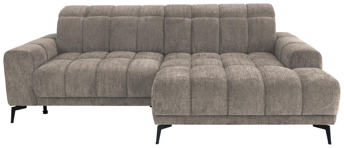 Rohová sedačka LAYA, pravá, šedohnědá žinylka KANSAS - hořčicově žlutá/šedohnědá, Moderní, textil (250/155cm) - Premium Living