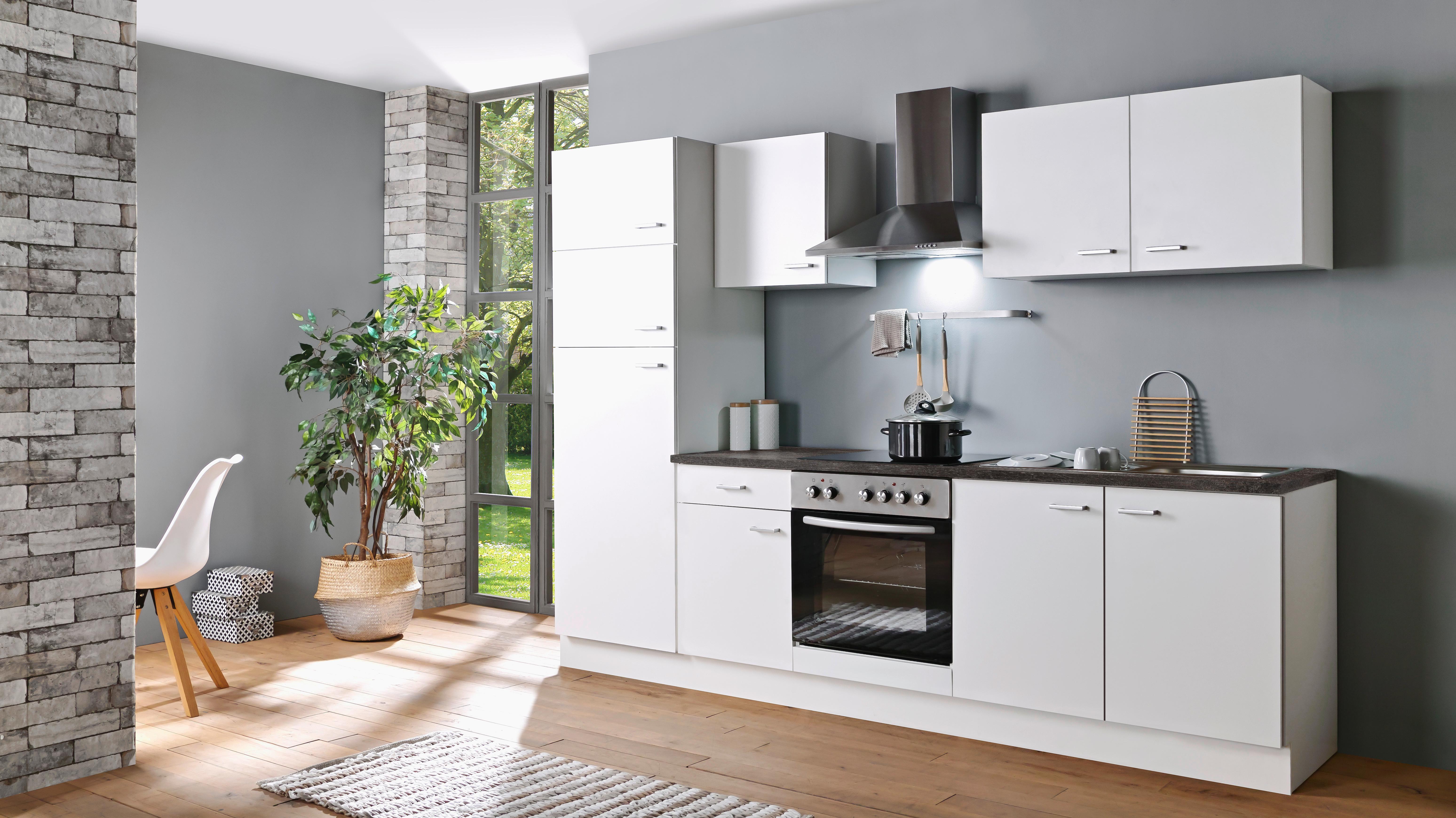 Küchenblock White-Classic - Graphitfarben/Weiß, KONVENTIONELL, Holzwerkstoff (270cm) - Menke
